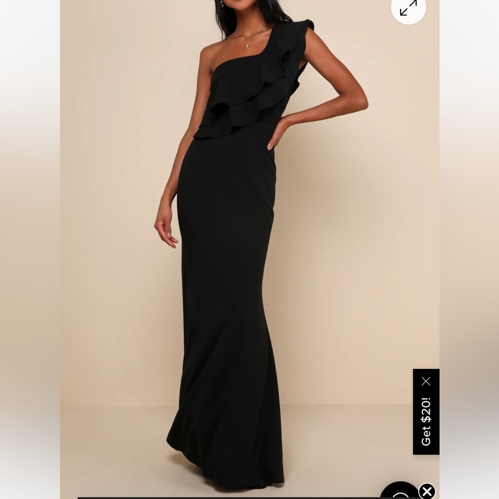 Lulus Grand Beauty Black Ruffled One-Shoulder Mermaid Maxi Dress - Picture 6 of 6